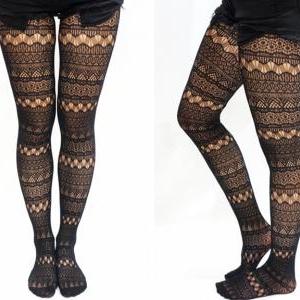 Aztec Geometric Fishnet Tights/ Pantyhose on Luulla