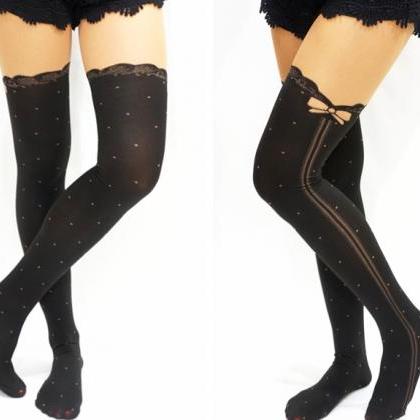 Download Bow Side Mock Thigh High Tights on Luulla