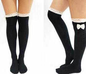 black lace knee high stockings
