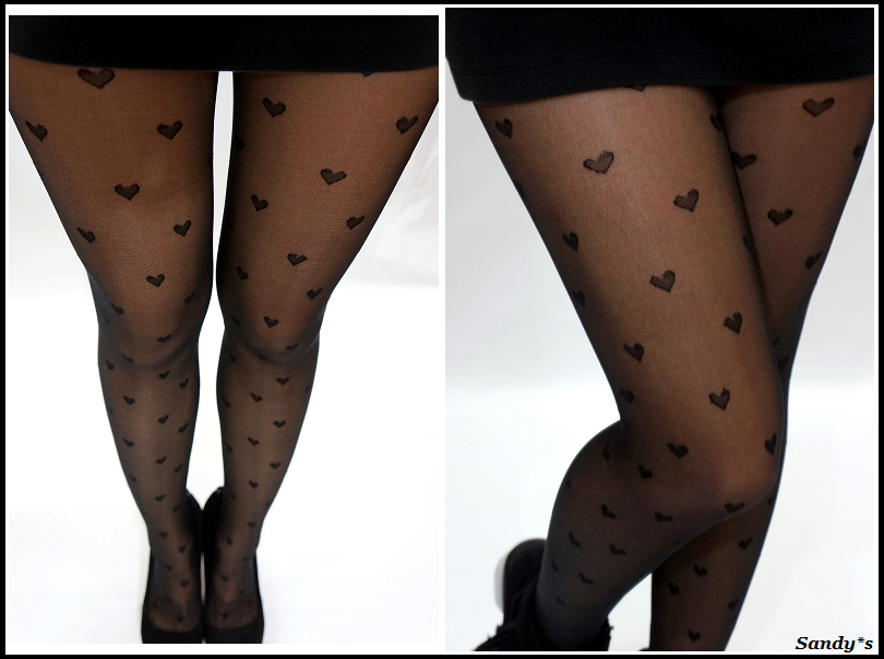 Heart patterned tights - Black