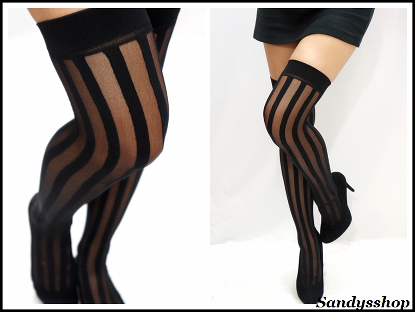 Vertical striped sales thigh highs