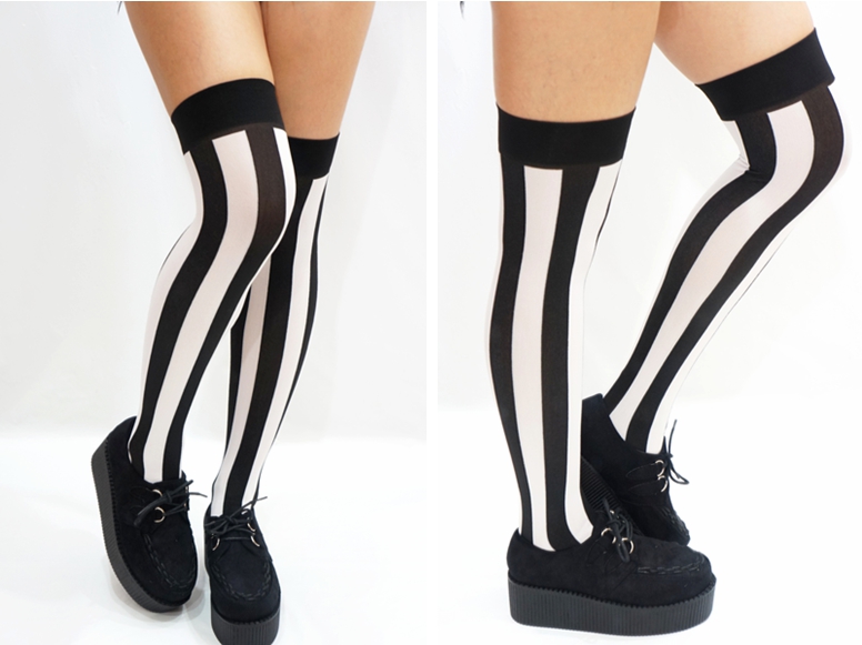 Vertical striped sales thigh highs