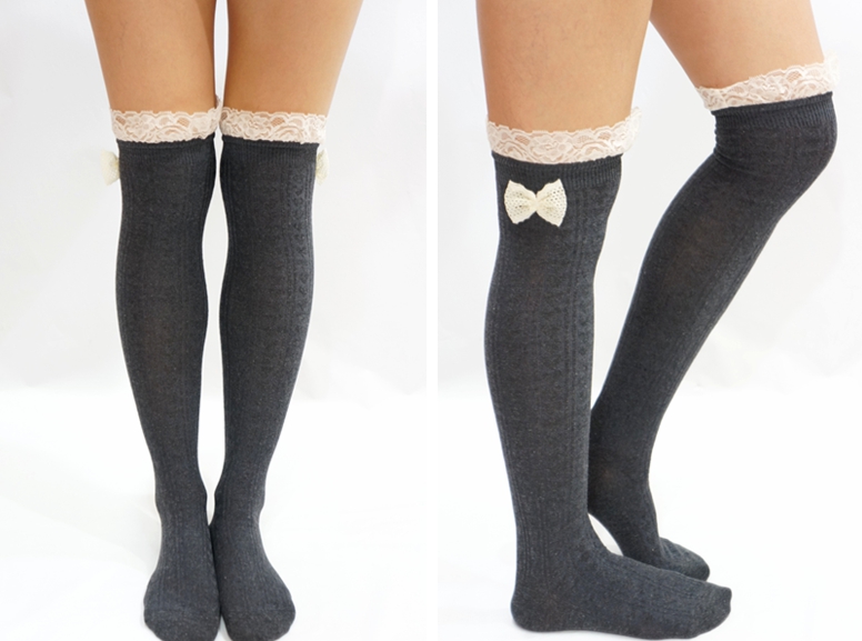 black lace boot socks