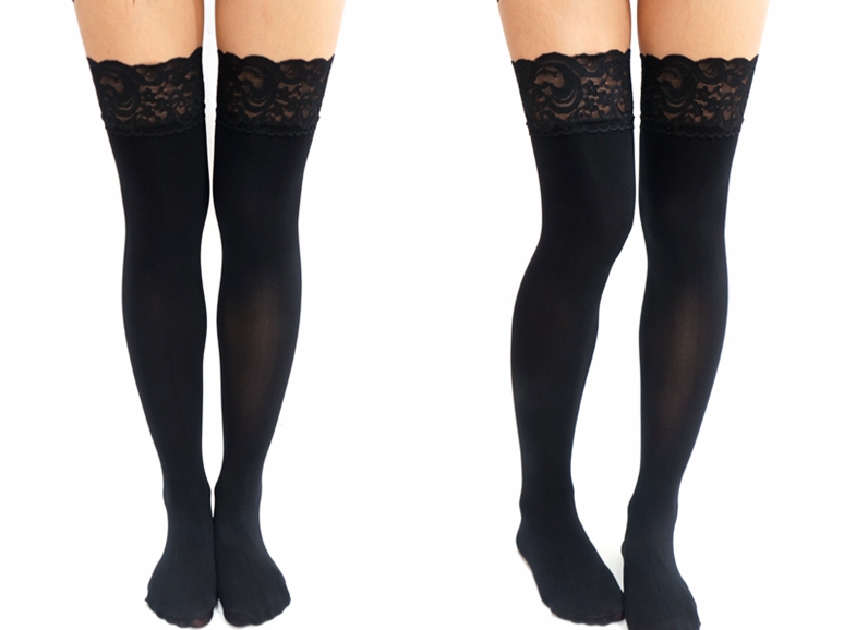 Thick Lace Up Thigh High Stockings On Luulla