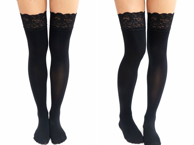 Thick Lace Up Thigh High Stockings on Luulla