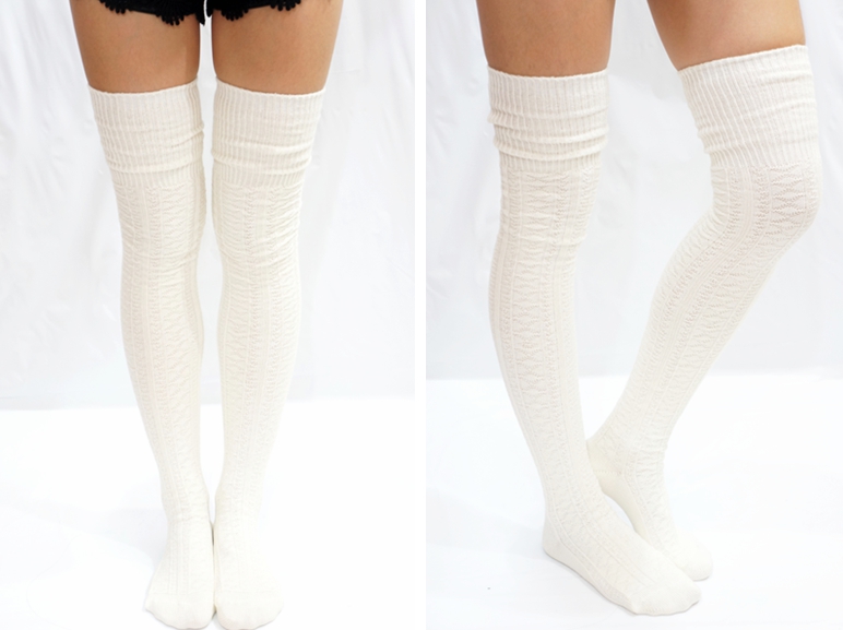 Cozy Cable Knit Thigh High Socks Boot Socks on Luulla