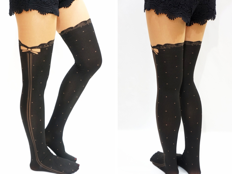 Download Bow Side Mock Thigh High Tights on Luulla