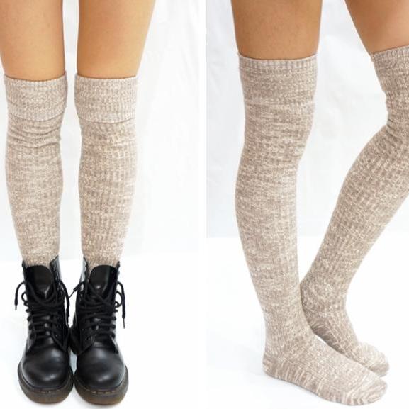 chunky sock boots beige