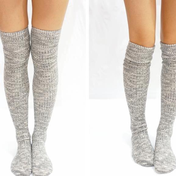 Grey Knit Knee High Socks Boot Socks on Luulla