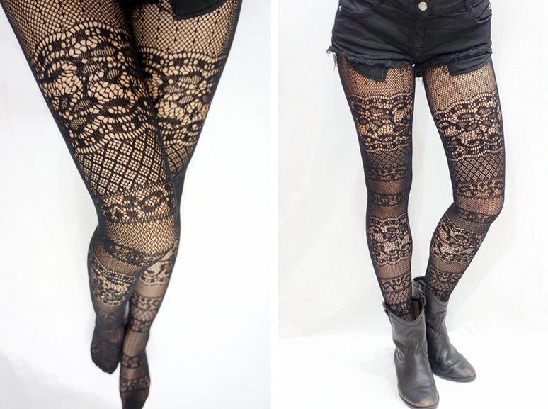 Multiple Stripe Lace Fishnet Stockings/ Pantyhose on Luulla