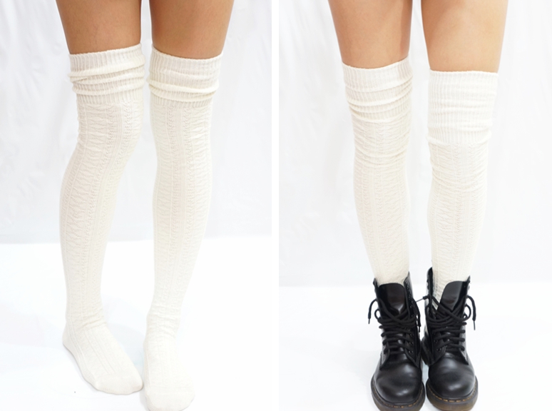 Cozy Cable Knit Thigh High Socks Boot Socks on Luulla